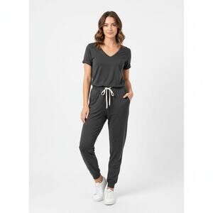 VUORI Jumpsuit Short Sleeve Essential Jumpsuit Charcoal Gray Sz S